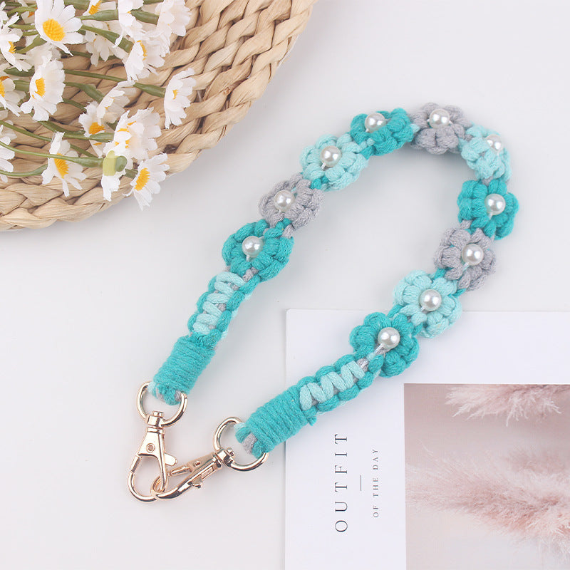 Wholesale Creative hand-woven daisy pearl water cup cup sleeve cup rope